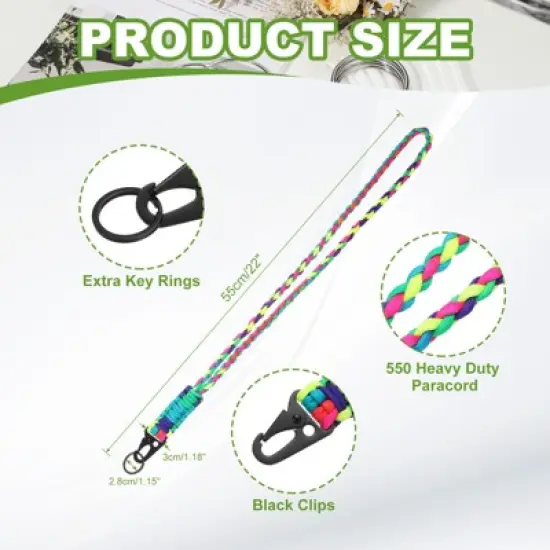 Unique Bargains Braided Soft Keychain ID Badges Lanyard with Metal Ring image {1}