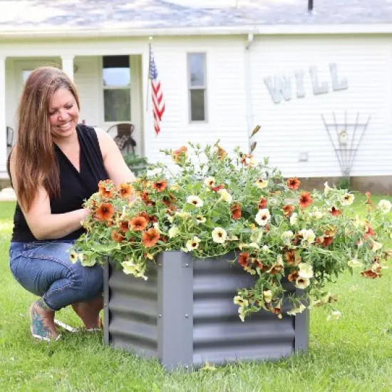 Sunnydaze Raised Powder-Coated Steel Garden Bed Kit for Plants, Flowers, Herbs, Fruits and Vegetables - 22" Square x 16" Deep image {5}