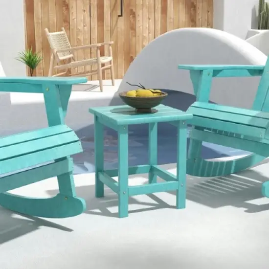 Resenkos Outdoor Side End Table, End Table, Outdoor Couch Table,Patio Side Table, 15" Square Outdoor End Table, HDPE Plastic Tea Table, Green image {9}