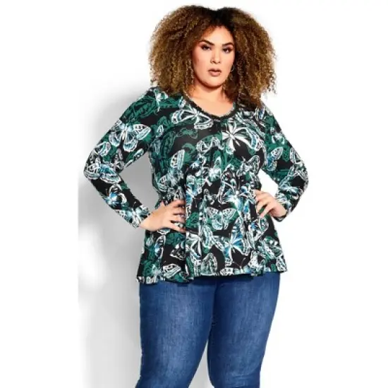 Women's Plus Size Abigail Print Top - teal | AVENUE image {6}