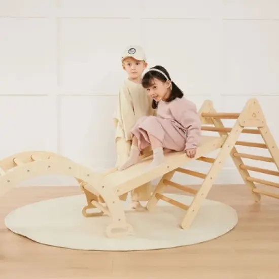 Tiny Land&reg; Pikler Triangle 7-in-1 Montessori Climbing Set image {2}