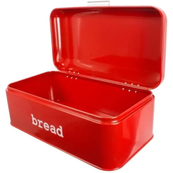 Juvale Metal Bread Box Bin, Stainless Steel Red Food Stoarge Box Container for Kitchen Countertop, 16.75 x 9 x 6.5 in image {5}