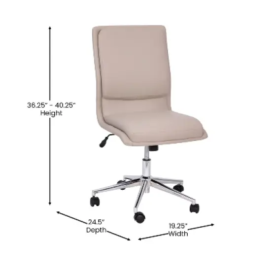 Merrick Lane Mid-Back Armless Home Office Chair with Height Adjustable Swivel Seat and Five Star Chrome Base image {6}