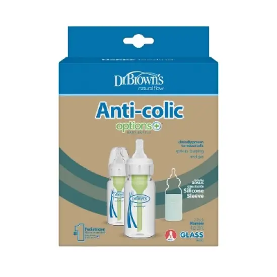 Dr. Brown's Anti-Colic Options+ Glass Baby Bottle - 4oz/2pk image {1}