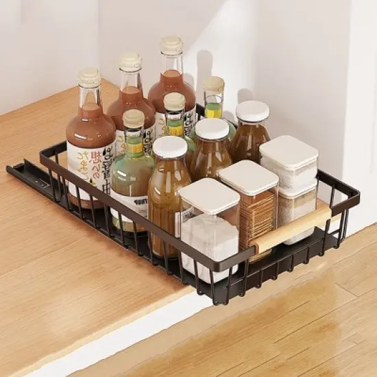 Pull Out Cabinet Organizer, No Drill Pull Out Shelves For Cabinets Multifunctional Sliding Mesh Cabinet Basket For Kitchen Pantry Bathroom Bedroom image {15}