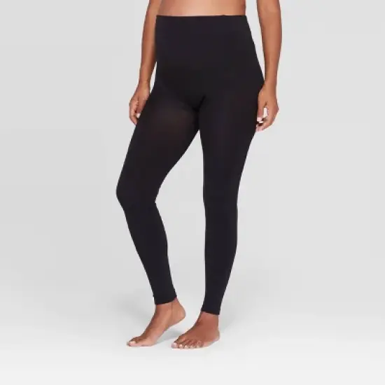 Fleece Lined Footless Maternity Tights - Isabel Maternity by Ingrid & Isabel&trade; Black image {2}