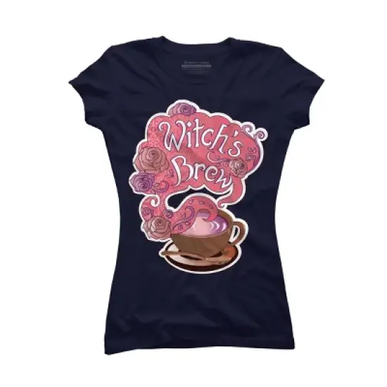 Junior's Design By Humans Witch's Brew Cup of Coffee Pretty Halloween Concoction Shirt By TronicTees T-Shirt image {4}