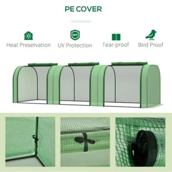 Heavy Duty Walk-in Greenhouse for Outdoors, Large Outdoor Plant Green House with Roll-Up Zipper Door, Reinforced Frame & PE Cover image {3}
