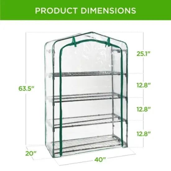 Best Choice Products 40in Wide 4-Tier Mini Greenhouse, Portable Indoor Outdoor Arboretum for Yard w/ Steel Shelves image {6}
