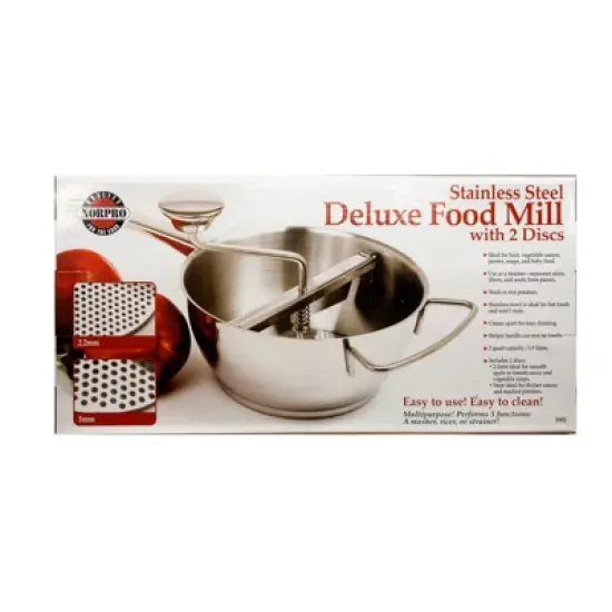 Norpro 2 Quart Multi Purpose Food Mill with 2 Discs, Stainless Steel image {2}