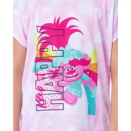 Dreamworks Trolls Girls' Poppy Happy Sleep Pajama Set Shorts Crewneck Multicolored image {2}