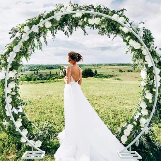 Artloge Large Heavy Duty Round Wedding Arch Single Layer Metal Backdrop Stand with Thickend Square Tube for Wedding Garden Outdoor Party Decoration image {4}