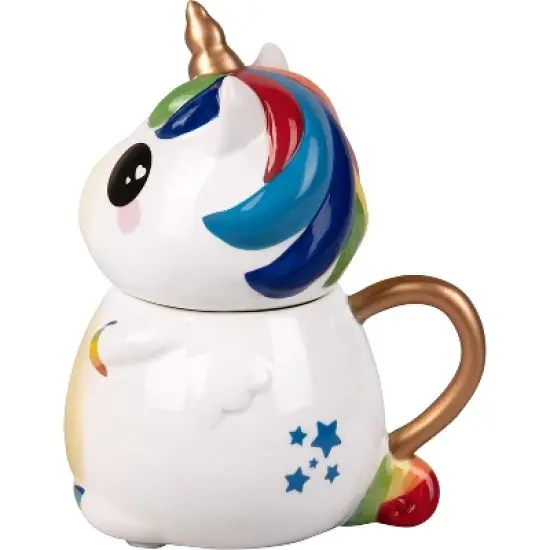 Seven20 Rainbow Unicorn Coffee Mug with Lid | Make Mornings Magical | Christmas Gift for Kids, Teens, Adults, Men, Women, Pride | Ceramic image {3}