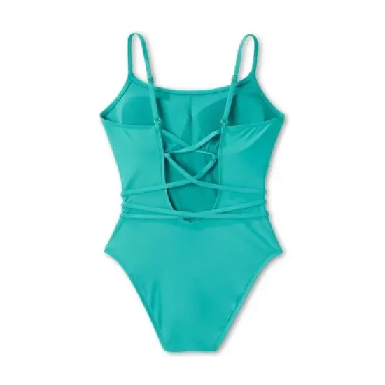 Women's Lace-Up One Piece Swimsuit - Shade & Shore&trade; Teal image {5}