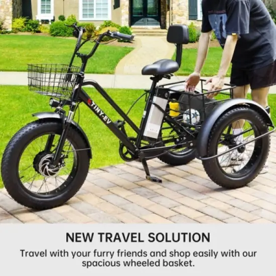 Topteng Electric Trike, 3 Wheel Bicycle with 4.0 Fat Tire image {12}