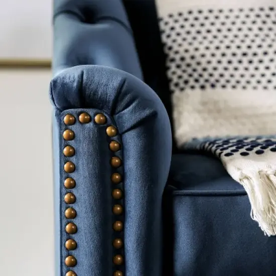 Fawne Camelback Sofa Blue - Furniture Of America image {5}