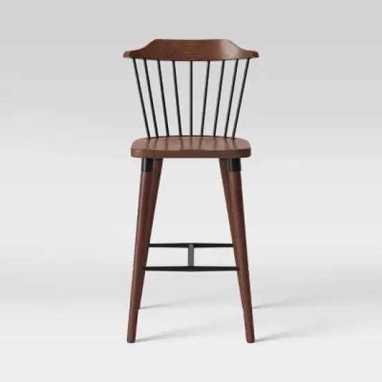 Delway Curved Back Mixed Material Counter Height Barstool Walnut - Threshold&trade; image {2}