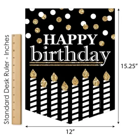 Big Dot of Happiness Adult Happy Birthday - Gold - Outdoor Home Decorations - Double-Sided Birthday Party Garden Flag - 12 x 15.25 inches image {4}