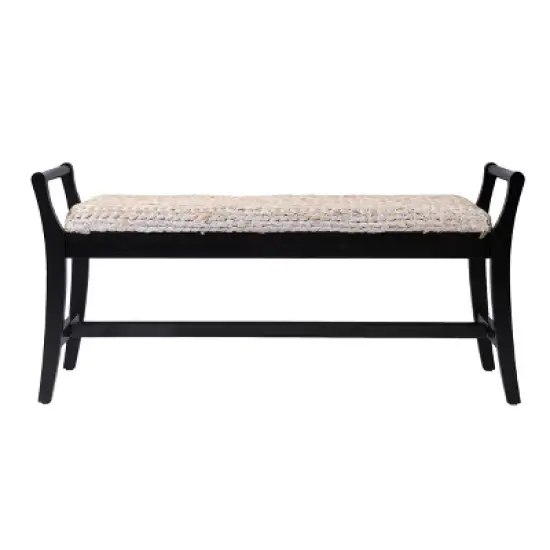 Trentwood Coastal 44.25" Water Hyacinth Bench Whitewashed/Black - Aiden Lane image {1}