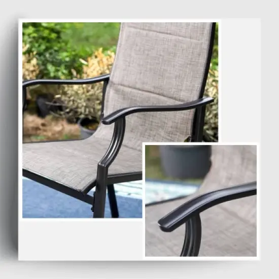 5pc Patio Dining Set with Steel Table with 1.57" Umbrella Hole & Padded Arm Chairs - Captiva Designs image {4}