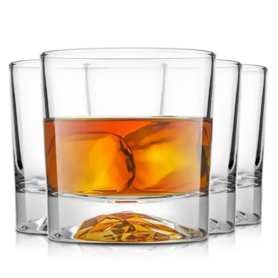 JoyJolt Radiant Crystal Whiskey Glass - Set of 4 Old Fashioned Crystal Glass - 10 oz image {9}