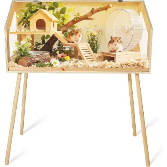 40"x20"x47.5" Large Hamster Cage w/Legs & Acrylic Window | Chew-Proof Habitat w/Openable Top for Guinea Pigs/Chinchillas image {6}