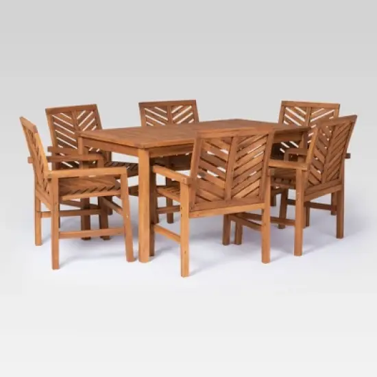 7pc Slatted Chevron Acacia Patio Dining Set - Saracina Home image {11}