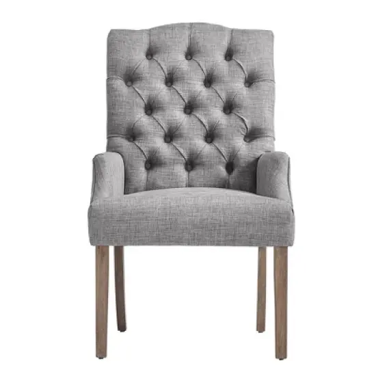Raghnaid Distressed Tufted Linen Dining Chair - Inspire Q image {2}