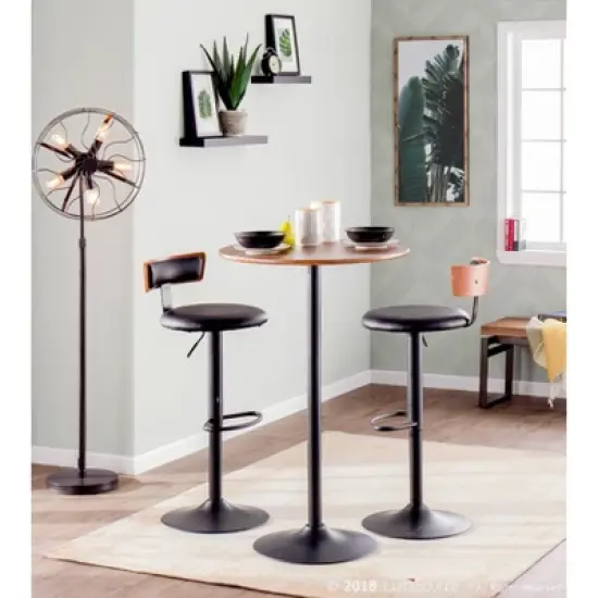 Weller Contemporary Barstool with Black Frame Walnut Wood/Black - Lumisource image {7}