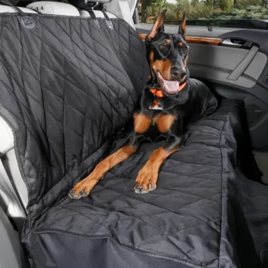4Knines Dog Rear Seat Cover With Hammock Regular Black image {2}