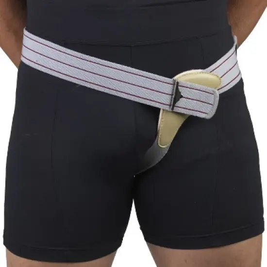 OTC Hernia Truss, Single Herniation, Inguinal Scrotal Treatment, Left or Right Side, Grey, Left image {4}