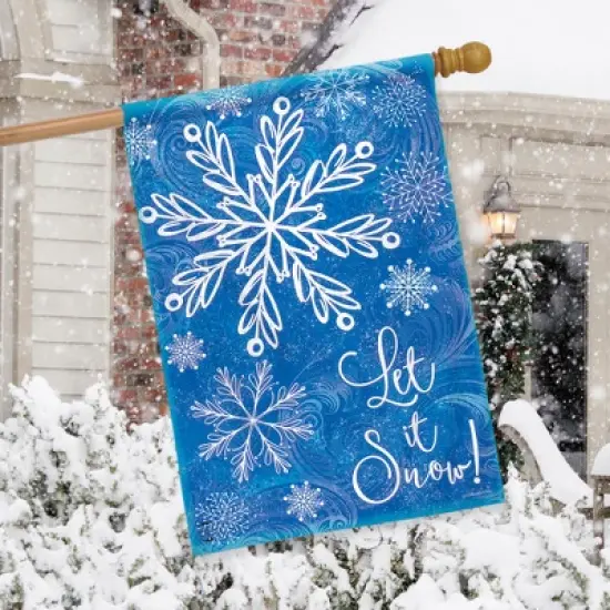 Briarwood Lane Glistening Snowflakes Winter House Flag Let It Sno image {2}