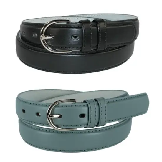 CTM Women's Leather 1 1/8 Inch Dress Belt (Pack of 2 Colors) image {8}