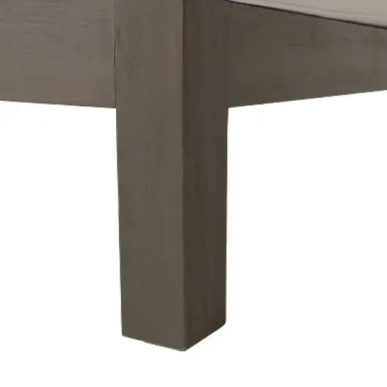 2pc Brava Outdoor Acacia Wood Left Arm Loveseat & Coffee Table with Cushion Gray/White - Christopher Knight Home image {1}