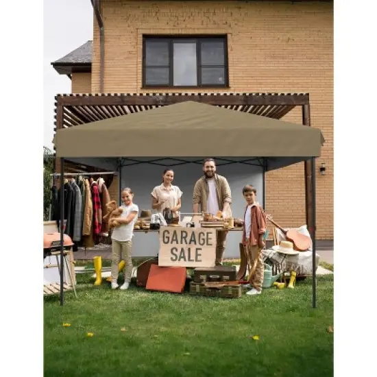 10x10 Pop Up Canopy Tent Outdoor Canopy One-Person Set Up Heavy Duty Commercial Instant Tent Shelter for Backyard Patio Garden Outside, Khaki image {1}