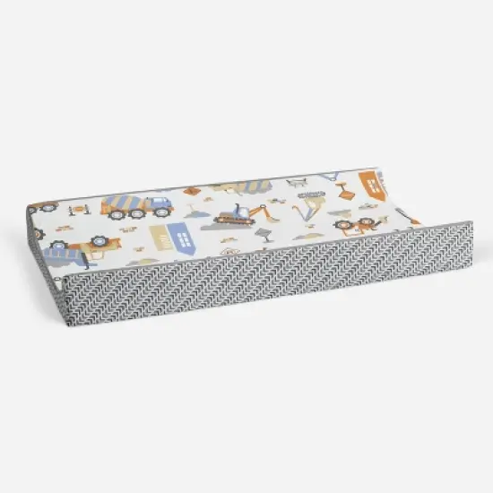 Bacati - Construction Multicolor Boys Cotton Changing Pad Cover image {2}