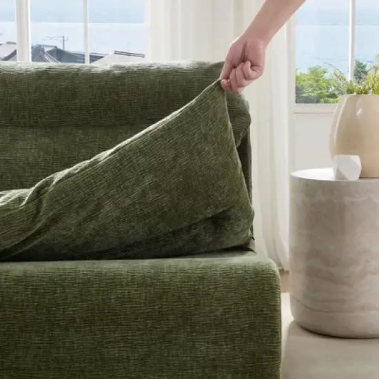 Single Chair Sofa Lounge Chair With Backrest Fully Compressed Sofa Suitable For Living Room, Bedroom, Polyester,GREEN image {3}