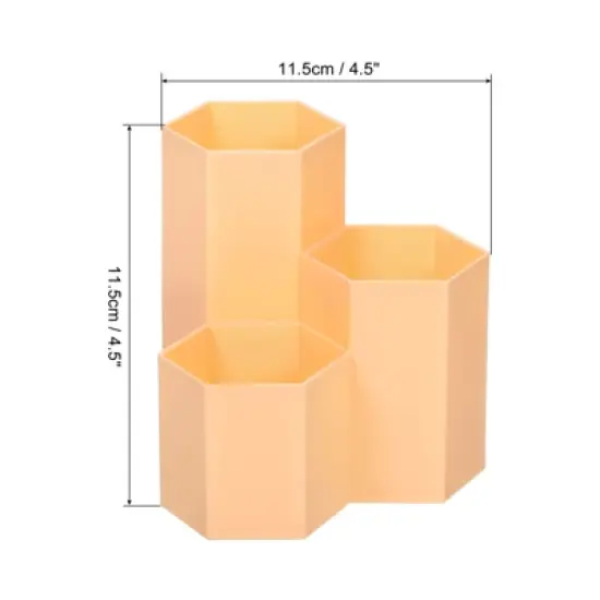 Unique Bargains Pencil Holder Plastic 3 Slots Hexagon Desk Organizer Pen Cup for Office Desktop Home image {1}