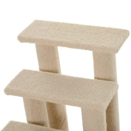 Chery Life 25" 4-Step Multi-Level Carpeted Cat Scratching Post Pet Stairs, Beige image {2}