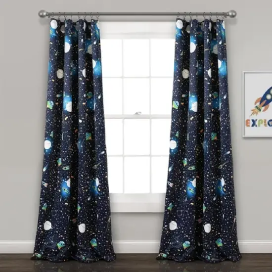 Universe Room Darkening Window Curtain Panels Navy - Lush D&eacute;cor image {6}