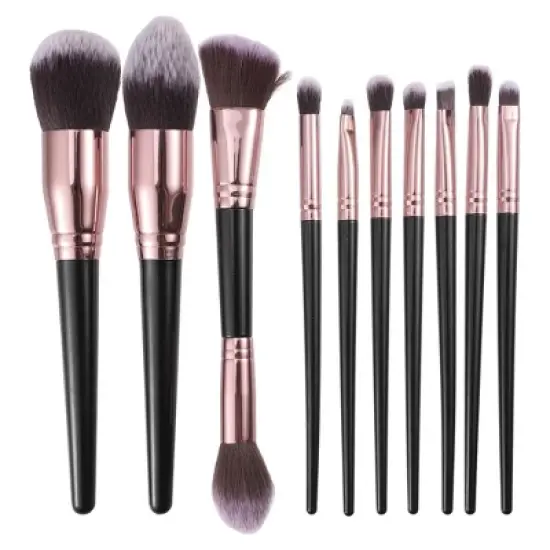 Unique Bargains Makeup Brush Set Concealer Blush Plastic Metal Handle 10 Pcs image {6}