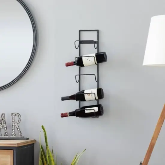 Industrial Metal Wall Wine Rack Black - Olivia & May image {1}