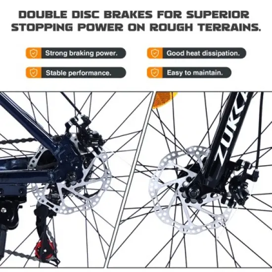 RISOKEYS 27.5 Inch Wheels 21 Speed Adult Mountain Bike , with Mechanical Disc Brakes,Light Weight Aluminium Alloy Frame for Men,Women, image {5}