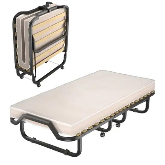 Costway Folding Rollaway Bed Extra Guest W/ Memory Foam Mattress image {10}