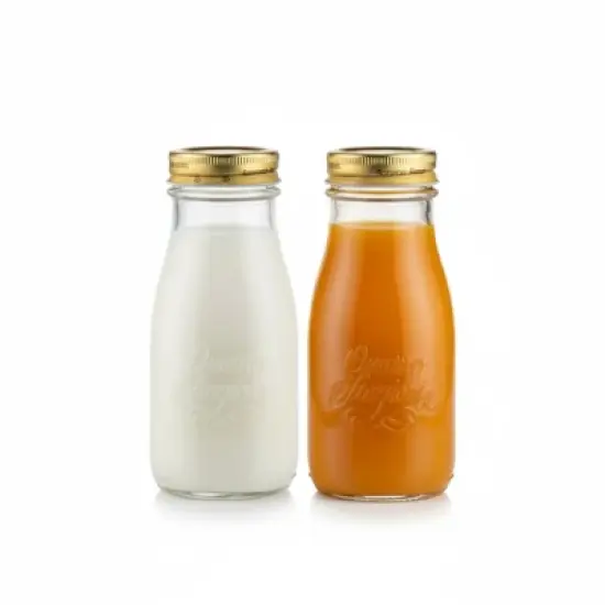 Bormioli Rocco Quattro Stagioni Bottles &ndash; 13.5 Oz. Glass Jars with Twist Top Lids, Embossed Beehive Design  &ndash; Set of 2 image {8}