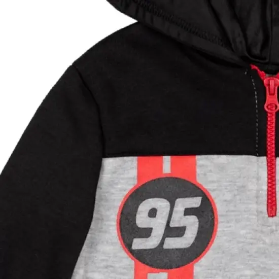 Disney Pixar Cars Lightning McQueen Toddler Boys Fleece Half-Zip Pullover Hoodie  image {3}