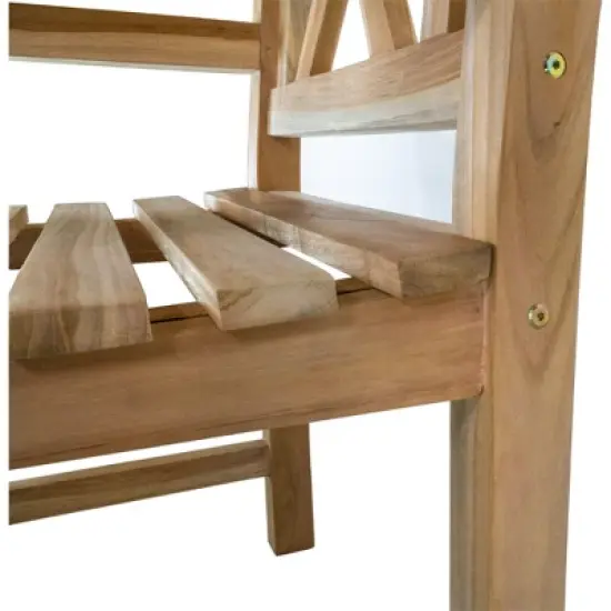 Nordic Teak Natural Outdoor Patio Dining Chair with Arm Rests - Beige image {8}