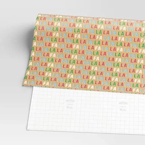 40" 125 sq ft Christmas Roll Wrap Multi Fa La La on Brown - Wondershop&trade; image {2}