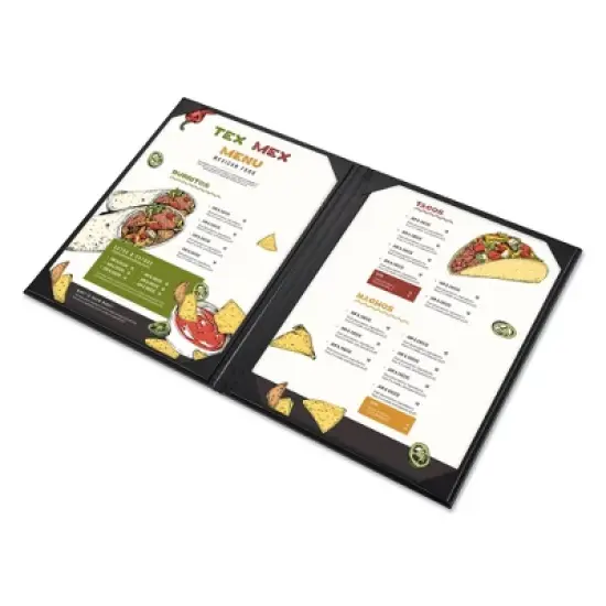 WeChef 10 Packs Restaurant Menu Covers 8.5 x 11 Book Style 2 Pages 2 Views Black image {1}