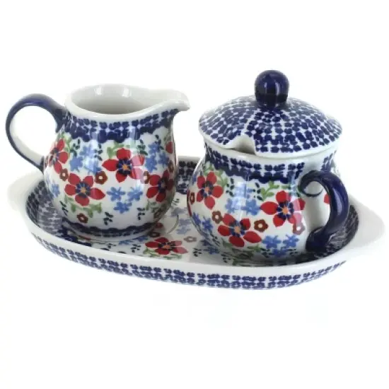 Blue Rose Polish Pottery K091 Manufaktura Cream & Sugar Set image {11}